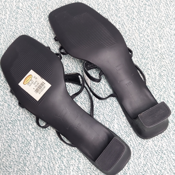 Talbots Black & White Square Toe Leather Sandals, sz 11 - Picture 5 of 8
